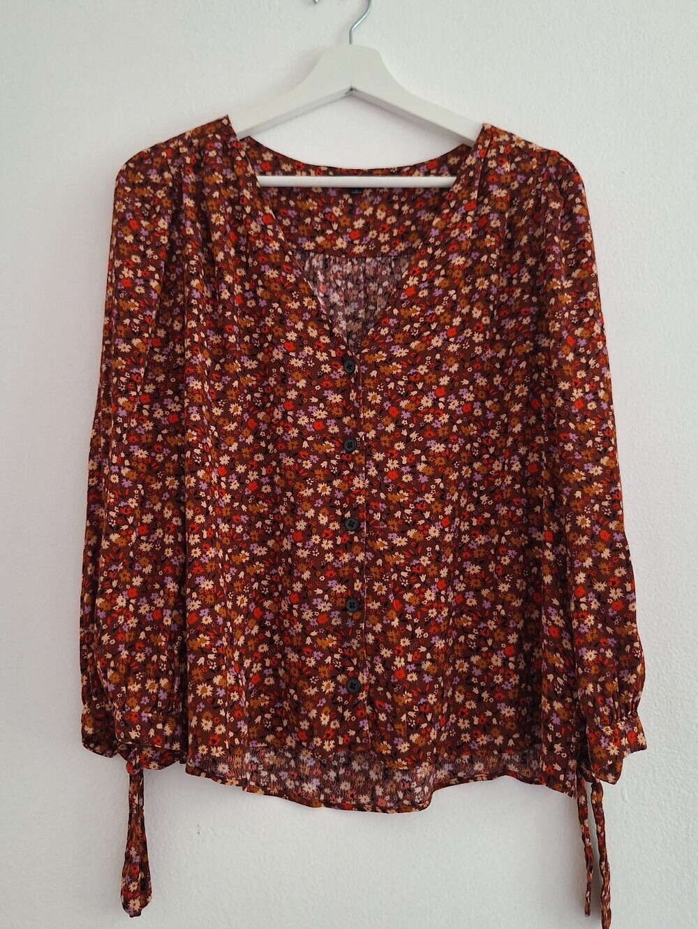 NWOT Madewell Rust Multi Floral Button-Front Blouse